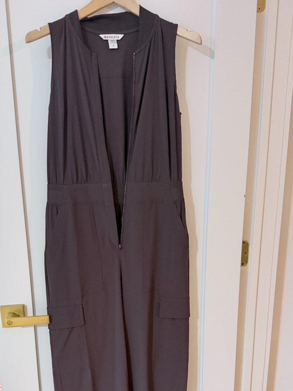 Athleta Brooklyn Utility Jumpsuit shale purple gray size 4